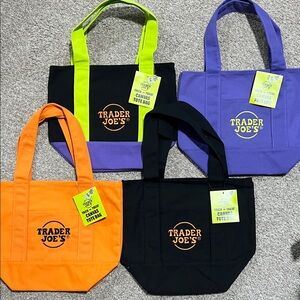 Trader Joe's Canvas Tote Bag Collection - Black, Orange, Purple, Green